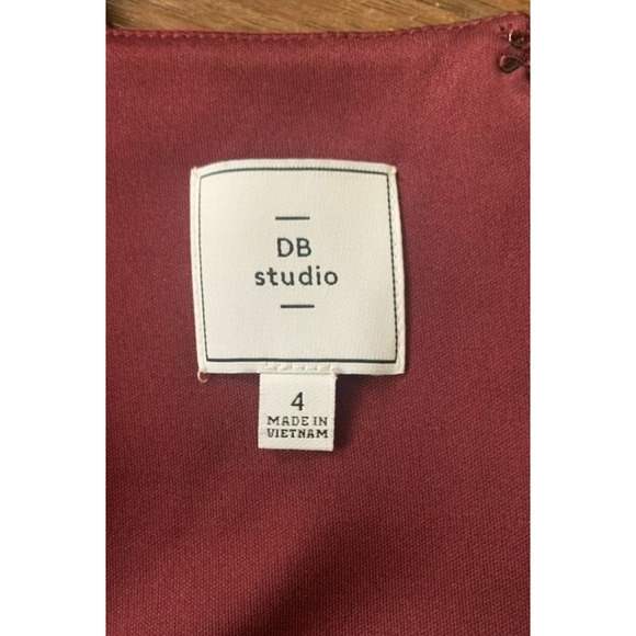 DB Studio Bodycon Dress Womens Size 4 Burgundy One Shoulder Knee Length Dress - Picture 10 of 14
